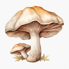 oyster mushroom clipart, watercolor, hand drawn, on a white background сreated with Generative Ai - obrazy, fototapety, plakaty