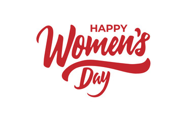 Happy Women's Day hand drawn lettering isolated on white background, Happy Women's Day Typography Design. Minimalistic design for international women's day concept.
