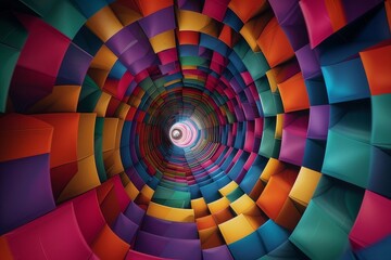 Vibrant and Colorful 3D Tunnel Design with Bright and Lively Colors for Eye-Catching Visuals