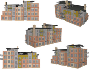 vector sketch design illustrator architectural drawing of apartment building hotel villa