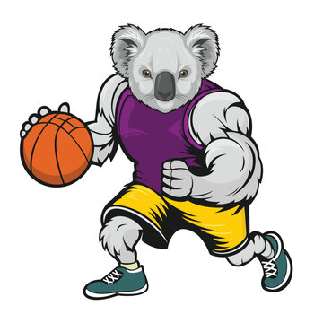 basketball mascot koala vector art illustration design