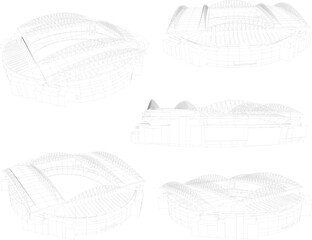 Vector sketch illustration design drawing of architecture of modern football stadium building