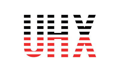 UHX three initial letter iconic line negative space minimal logo design vector template. monogram, abstract, wordmark, business, typography, minimalist, brand, company, flat, modern, unique, simple