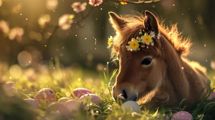 Fotobehang horse in the field © Jeanette