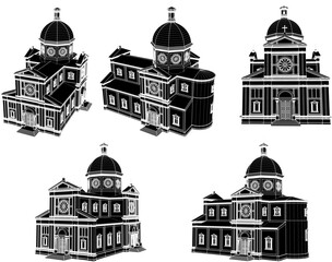 Vector sketch illustration design drawing of Christian holy church architecture - obrazy, fototapety, plakaty