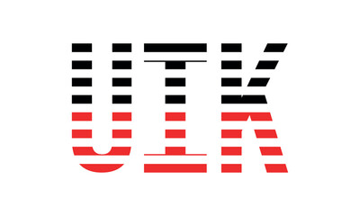 UIK three initial letter iconic line negative space minimal logo design vector template. monogram, abstract, wordmark, business, typography, minimalist, brand, company, flat, modern, unique, simple