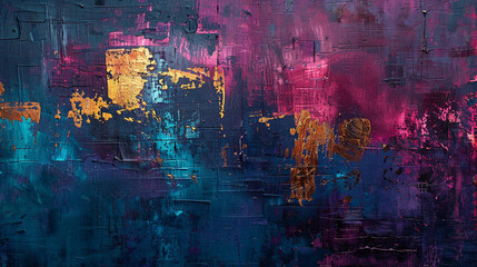 Abstract strokes of deep merlot and electric cyan, creating a mysterious and enigmatic tapestry....
