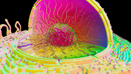 Abstract 3D illustration of the biological cell