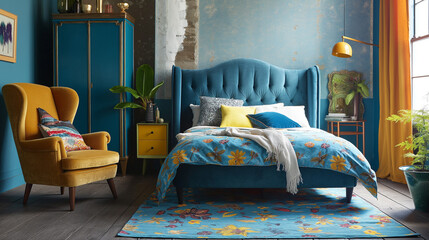 Bold Blues and Golden Hues: A Symphony of Eclectic Style