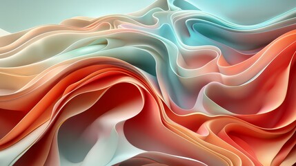 Peach, coral, and sky blue blend in abstract spring background for harmonious composition.