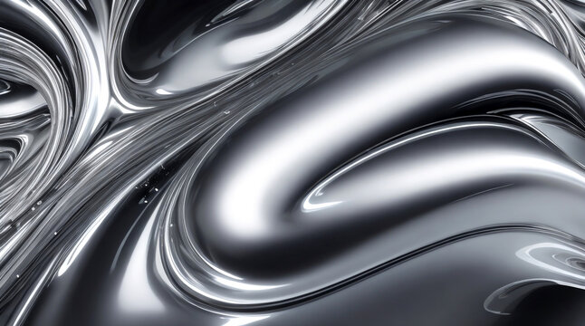 Chrome glossy abstract metallic steel liquid shiny fluid sliver futuristic background texture design