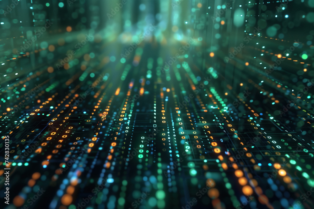 Poster fiber optic abstract background. computer code. background image. created with generative ai technol
