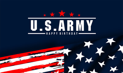 U.S. Army Birthday June 14. design with american flag and patriotic stars. Poster, card, banner, U. S. ARMY BIRTHDAY background design
