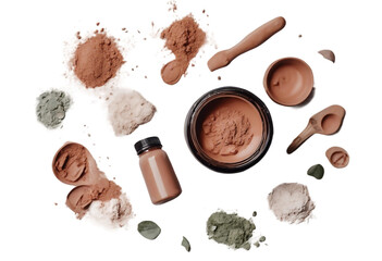 Homemade clay facial mask Zero waste eco friendly diy beauty products ingredients on light backgroun
