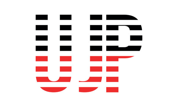 UJP three initial letter iconic line negative space minimal logo design vector template. monogram, abstract, wordmark, business, typography, minimalist, brand, company, flat, modern, unique, simple
