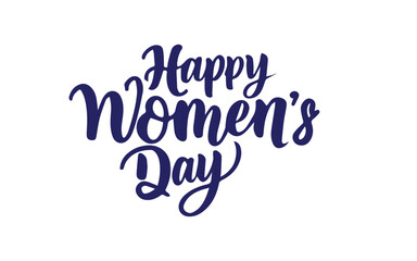 Naklejka na ściany i meble Happy Women's Day hand drawn lettering isolated on white background, Happy Women's Day Typography Design. Minimalistic design for international women's day concept.