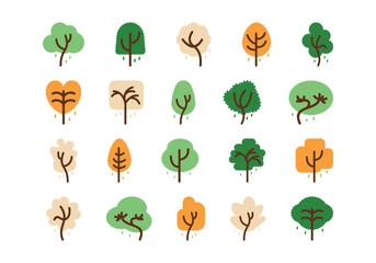Cute Tree Illustration Element Set