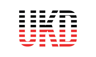 UKD three initial letter iconic line negative space minimal logo design vector template. monogram, abstract, wordmark, business, typography, minimalist, brand, company, flat, modern, unique, simple