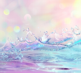 Naklejka na ściany i meble Spring water splash, underwater texture blue, pink background for copy space text. Lake ripples, fresh splashing water waves for feminine beauty products. Mobile wavy ocean wave banner by Vita