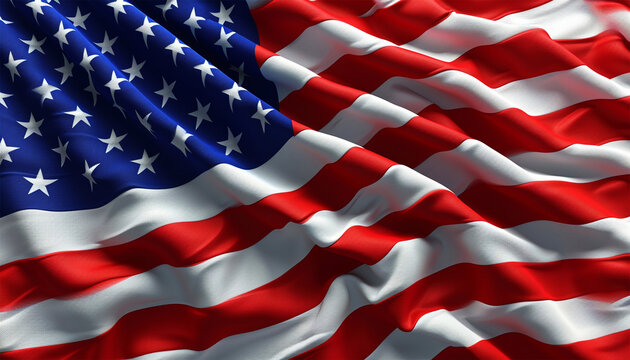 United States of America flag. Image of the american flag flying in the wind. U.S. flag of America background Copy space