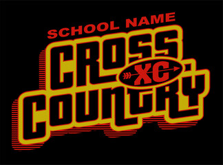 cross country team design with arrow for school, college or league sports
