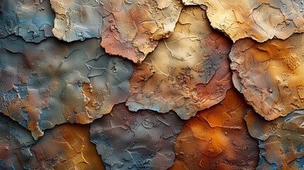 Fototapeta premium Textured Old Plaster Art with Earth Tones and Cracks