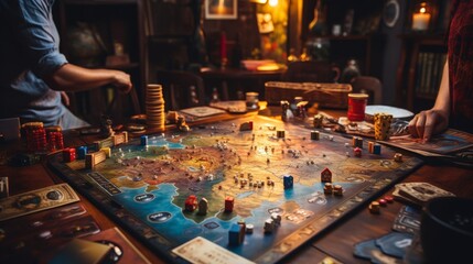 Man Playing Board Game at Table