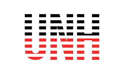 UNH three initial letter iconic line negative space minimal logo design vector template. monogram, abstract, wordmark, business, typography, minimalist, brand, company, flat, modern, unique, simple