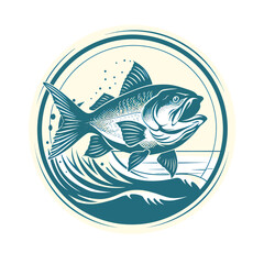 Simple fishing logo design element on white background Generative Ai