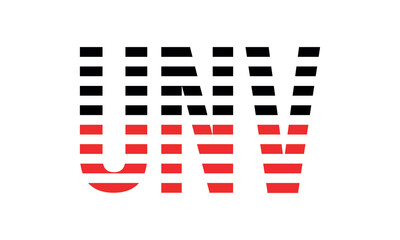 UNV three initial letter iconic line negative space minimal logo design vector template. monogram, abstract, wordmark, business, typography, minimalist, brand, company, flat, modern, unique, simple