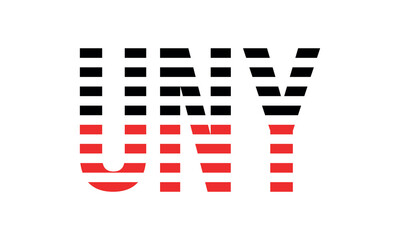 UNY three initial letter iconic line negative space minimal logo design vector template. monogram, abstract, wordmark, business, typography, minimalist, brand, company, flat, modern, unique, simple