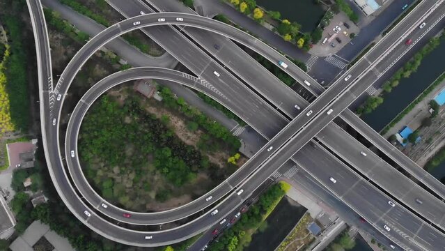 Drone View of Road Intersection