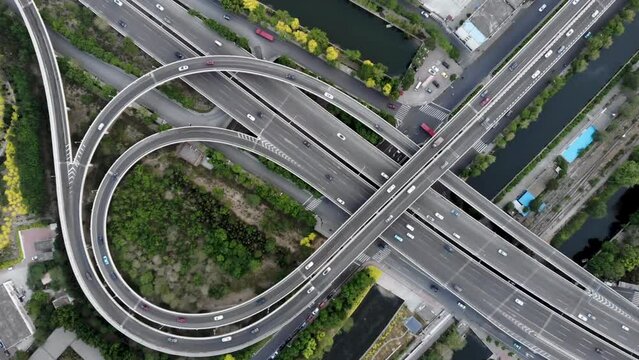 Drone View of Road Intersection