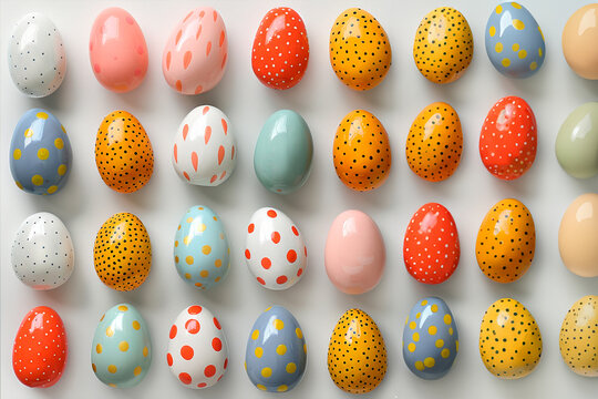 colorful easter eggs top view