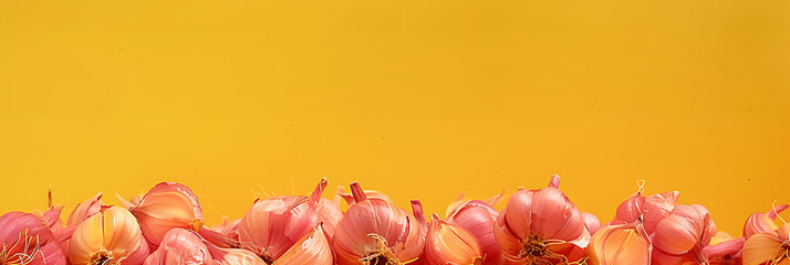 beautiful pink bulbs with a yellow background in the 