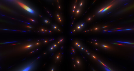 Glow Chromatic particles abstract background. Beautiful futuristic glittering in space on black background.