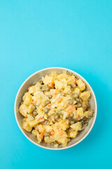 russian vegetable salad in small bowl