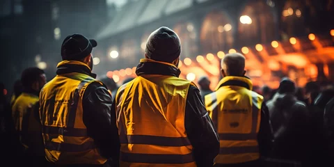 Foto op Canvas Team of security guards in high visibility vests watching over event. Concept Security Team, High Visibility Vests, Event Monitoring, Safety Measures, Professional Guards © Ян Заболотний