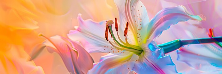 Fototapeta premium Abstract flower background wallpaper, beautiful poster design, flowers, neon colors, colorful, watercolor, wide screen
