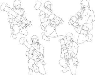vector sketch illustration design of world war army soldier holding cannon