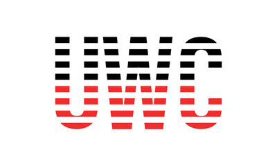 UWC three initial letter iconic line negative space minimal logo design vector template. monogram, abstract, wordmark, business, typography, minimalist, brand, company, flat, modern, unique, simple