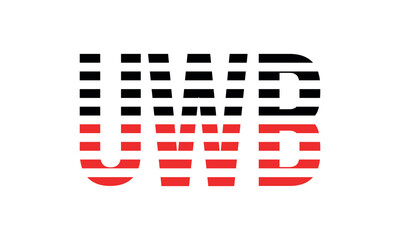 UWB three initial letter iconic line negative space minimal logo design vector template. monogram, abstract, wordmark, business, typography, minimalist, brand, company, flat, modern, unique, simple