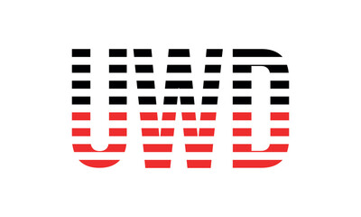 UWD three initial letter iconic line negative space minimal logo design vector template. monogram, abstract, wordmark, business, typography, minimalist, brand, company, flat, modern, unique, simple