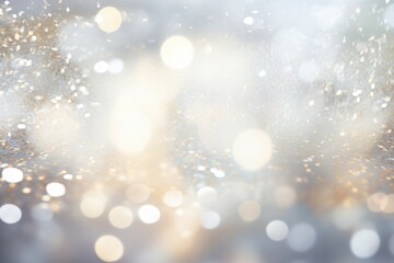 Sparkling Silver Background with Bokeh and Glistering Lights for Christmas and Holiday Decorations.