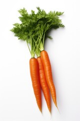 Organic Fresh Carrot Isolated on White Background - Closeup of Vibrant Orange Carrot with Leaf