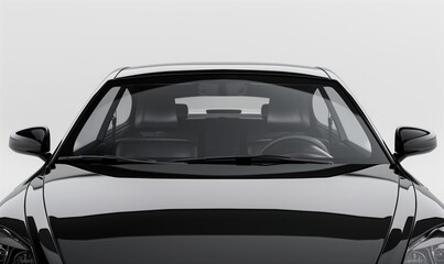 Front windshield of a black car clean and clear, offering a broad canvas for mockup
