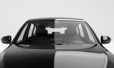 Front windshield of a black car clean and clear, offering a broad canvas for mockup