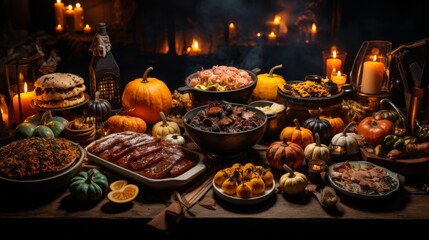 Halloween Food Spread on Table - Powered by Adobe