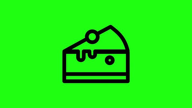 Sweet Chocolate Cake video. Hand-drawn piece of cake minimalist video, cafe and bakery concept