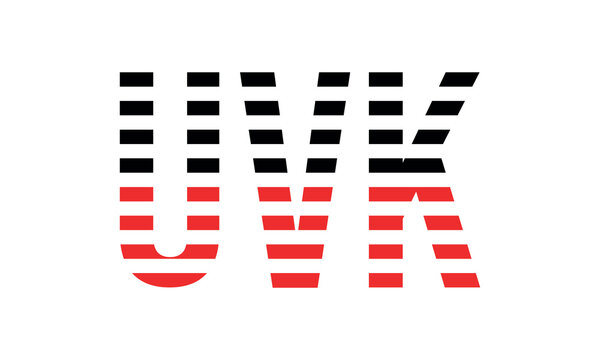 UVK three initial letter iconic line negative space minimal logo design vector template. monogram, abstract, wordmark, business, typography, minimalist, brand, company, flat, modern, unique, simple